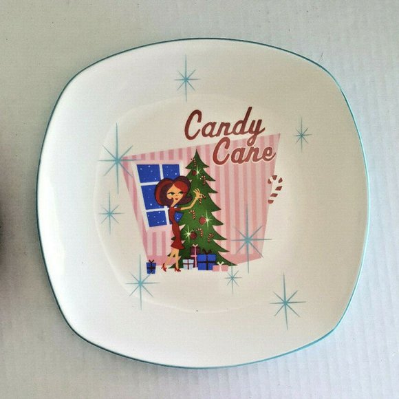 Oneida Christmas Home For The Holidays Sakura Salad Dessert  CHRISTMAS CUTIES Dessert / Salad Plates SET OF 4 MINT BOXED MCM PIN UP Oneida